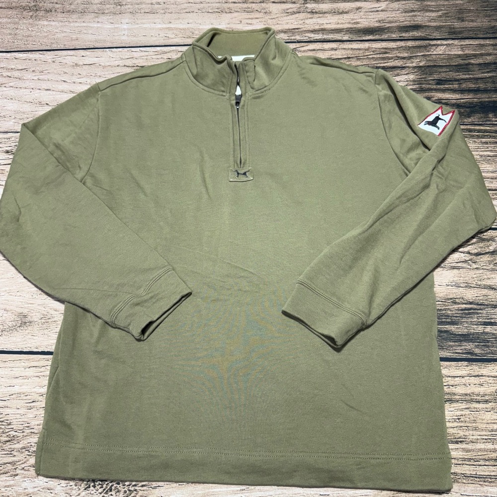 The Black Dog Quarter Zip Pullover Men XL Olive Green Vintage Sweatshirt